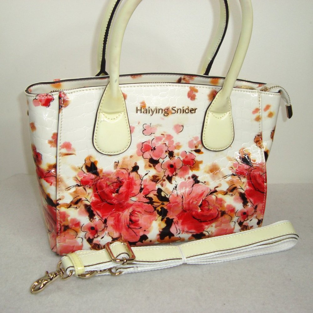 HAIYING SNIDER Designer Floral Handbag Purse Satchel Shoulder Bag